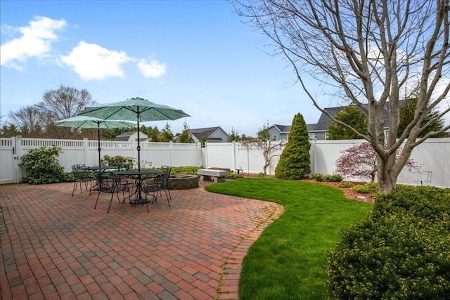 view of patio with a fenced backyard