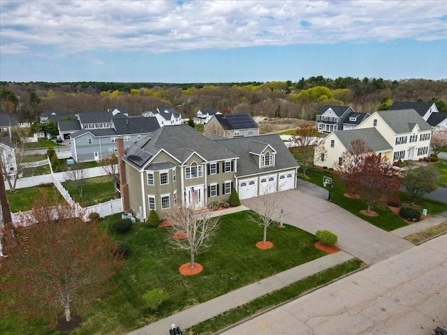 birds eye view of property with a residential view