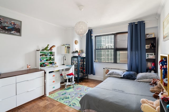 bedroom featuring ornamental molding