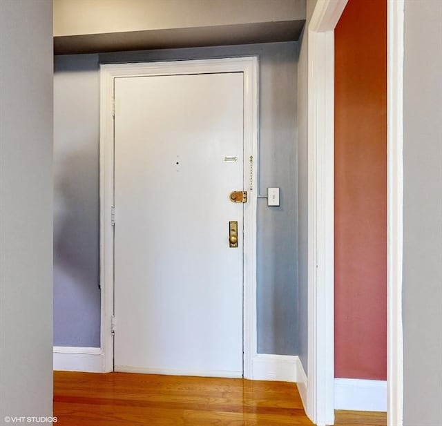 doorway featuring hardwood / wood-style floors