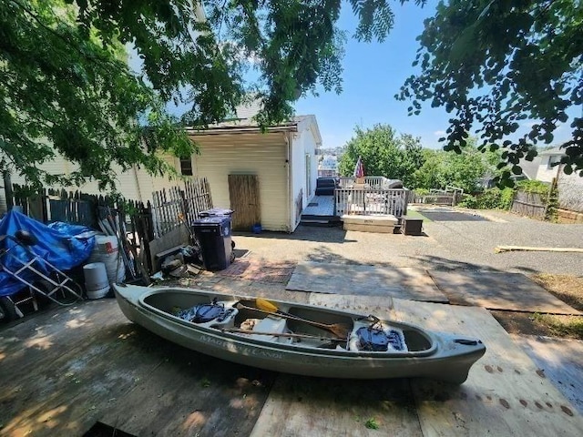 14 Russell St, Everett, MA 02149 - exterior space featuring a wooden deck and a patio