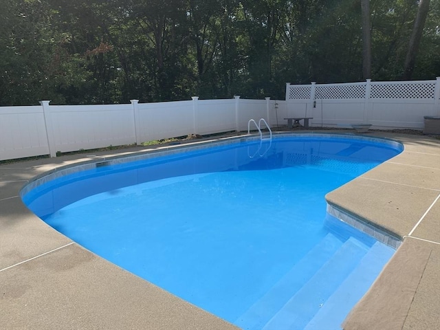 view of swimming pool with a fenced in pool and a fenced backyard