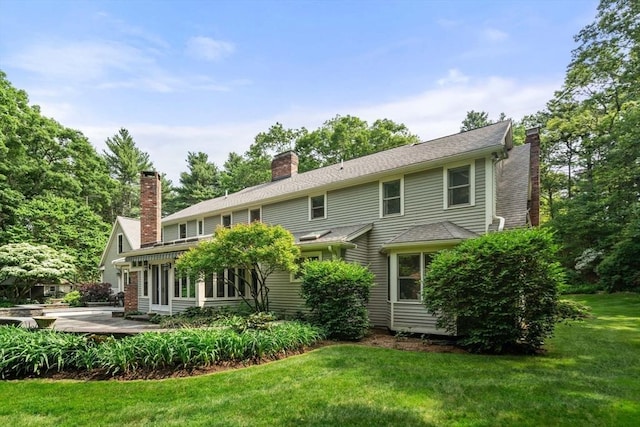 8 Pleasant St, Dover, MA 02030 - rear view of property with a chimney and a yard