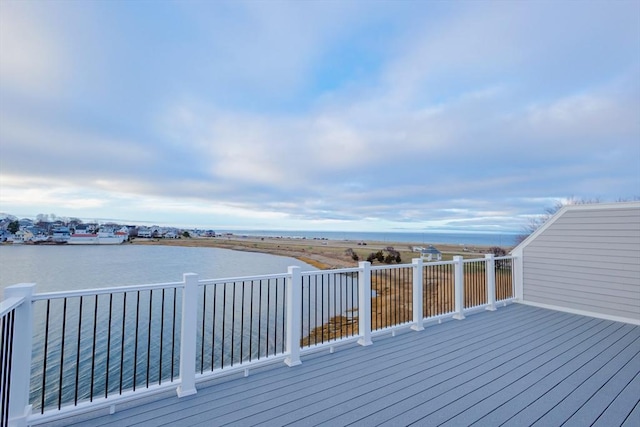 deck with a water view