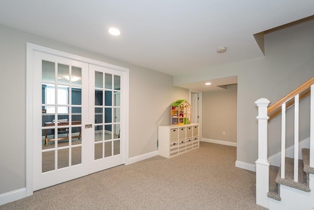 70 Rockland St, Natick, MA 01760 - interior space with stairs, recessed lighting, baseboards, and carpet floors