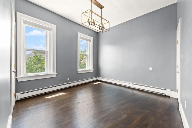17 Savin Hill Ave Unit 3, Boston, MA 02125 - unfurnished room with a baseboard radiator, a chandelier, and wood finished floors