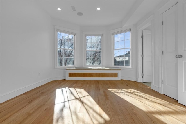 interior space with light hardwood / wood-style flooring