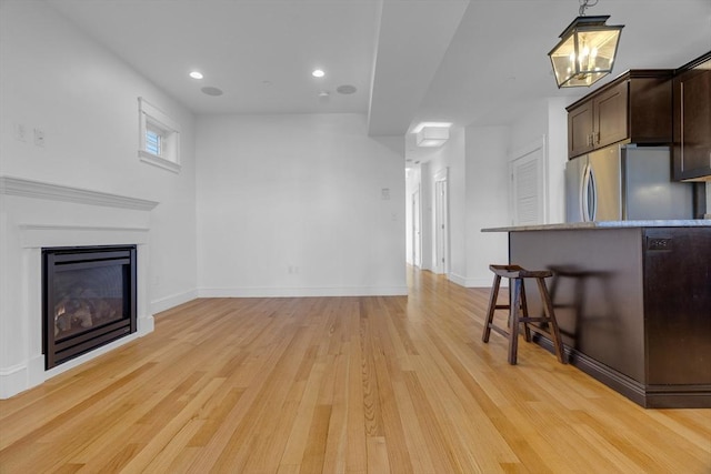 living room with light wood-type flooring