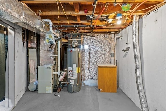 unfinished basement with water heater