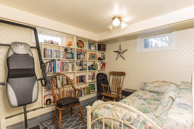 sitting room with a baseboard radiator