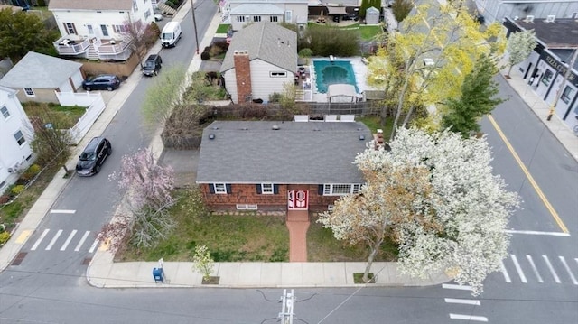 drone / aerial view with a residential view