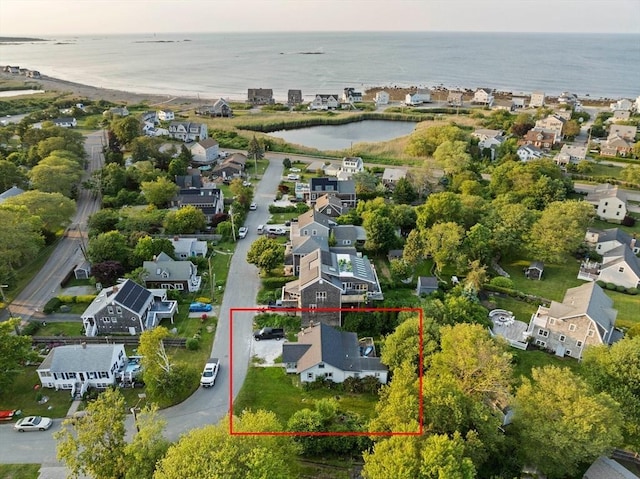 19 Borden, Scituate, MA 02066 - aerial perspective of suburban area with a large body of water and property boundaries highlighted