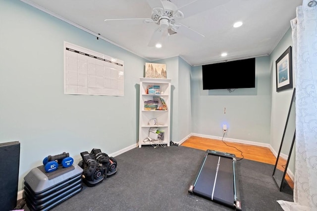 19 Borden, Scituate, MA 02066 - workout room with recessed lighting and a ceiling fan