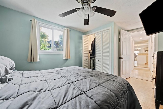 19 Borden, Scituate, MA 02066 - bedroom with light wood-style flooring, a closet, a ceiling fan, and recessed lighting