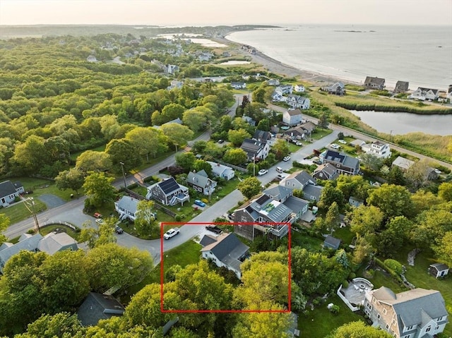 19 Borden, Scituate, MA 02066 - aerial view of residential area with a nearby body of water and property boundaries highlighted