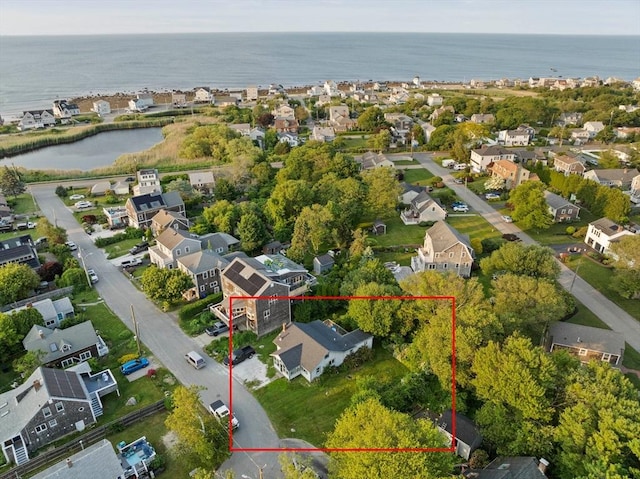 19 Borden, Scituate, MA 02066 - aerial perspective of suburban area with a large body of water and property parcel outlined