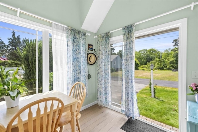 6 N Rd, Mattapoisett, MA 02739 - dining room featuring plenty of natural light, light wood finished floors, and vaulted ceiling