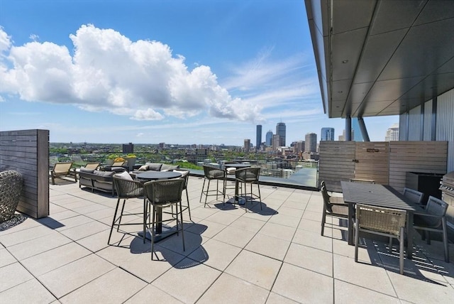 view of patio / terrace featuring a skyline view
