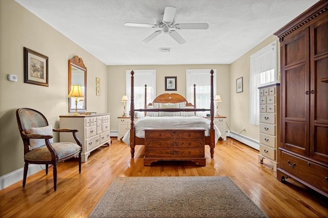 2 Christin Way, Woburn, MA 01801 - bedroom with a baseboard radiator, light wood-type flooring, and ceiling fan