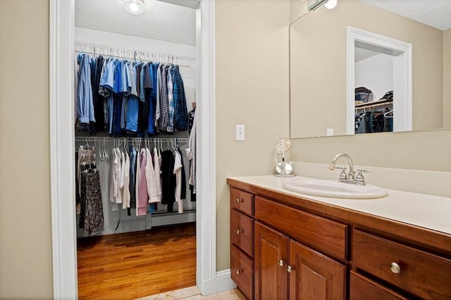 2 Christin Way, Woburn, MA 01801 - bathroom with vanity, a walk in closet, and wood finished floors
