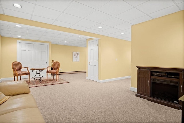 2 Christin Way, Woburn, MA 01801 - carpeted living area with a paneled ceiling and recessed lighting