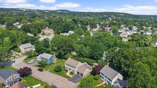 2 Christin Way, Woburn, MA 01801 - aerial overview of property's location with nearby suburban area and a heavily wooded area