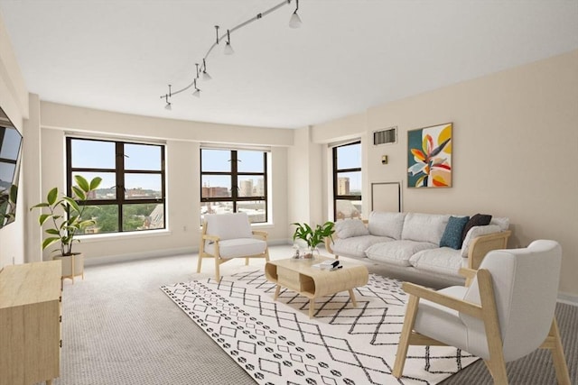 931 Massachusetts Ave Unit 1003, Cambridge, MA 02139 - living area with healthy amount of natural light, carpet flooring, and track lighting