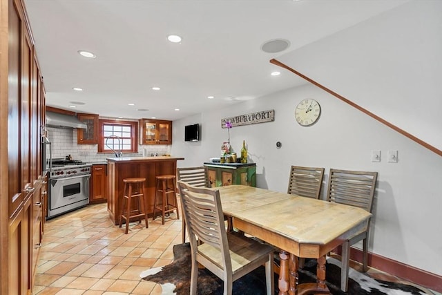 164 Water St Unit 164, Newburyport, MA 01950 - dining room featuring recessed lighting, bar, and light tile patterned flooring