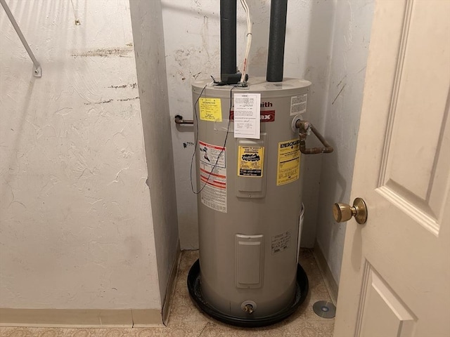 utility room with electric water heater