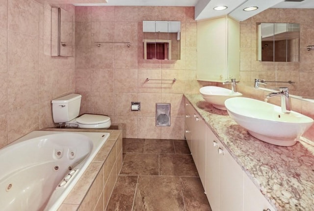 17 Crowningshield Dr, Paxton, MA 01612 - bathroom featuring tile walls, a tub with jets, and double vanity