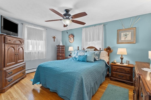 87 Lockwood Rd, Lynn, MA 01904 - bedroom featuring light wood-type flooring, a baseboard heating unit, and ceiling fan