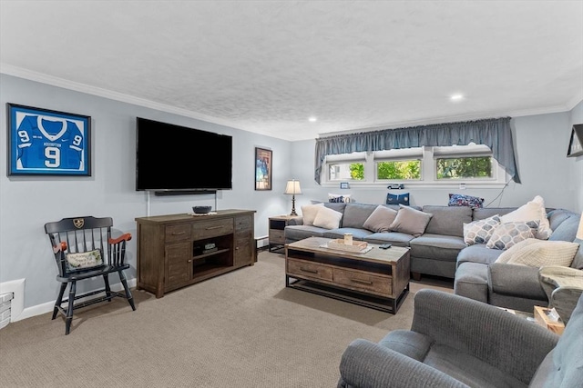 87 Lockwood Rd, Lynn, MA 01904 - carpeted living area with crown molding, recessed lighting, and baseboards