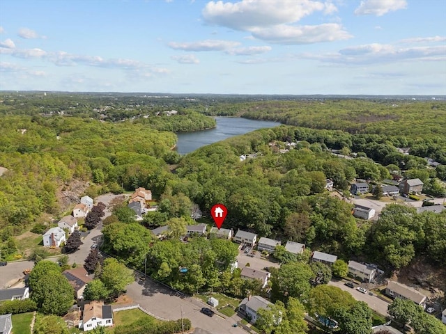 87 Lockwood Rd, Lynn, MA 01904 - aerial view of property's location with a heavily wooded area and a large body of water