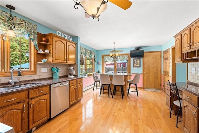 27 Crestview Dr, Uxbridge, MA 01569 - kitchen with dishwasher, open shelves, a sink, and a breakfast bar