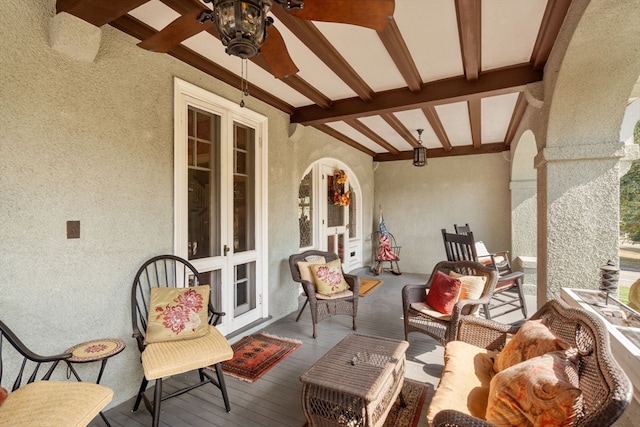 view of patio / terrace featuring an outdoor living space and french doors