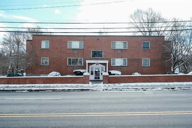 view of snow covered property