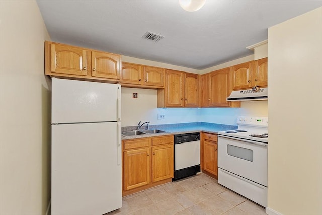 176 Maple Ave Unit 5-5, Rutland, MA 01543 - kitchen featuring white appliances, exhaust hood, light countertops, and light tile patterned flooring