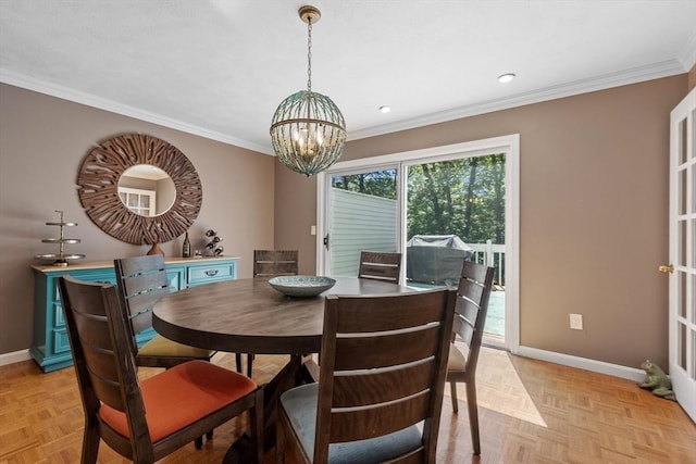 31 Monadnock Dr Unit 31, Westford, MA 01886 - dining area with a chandelier, baseboards, crown molding, and recessed lighting