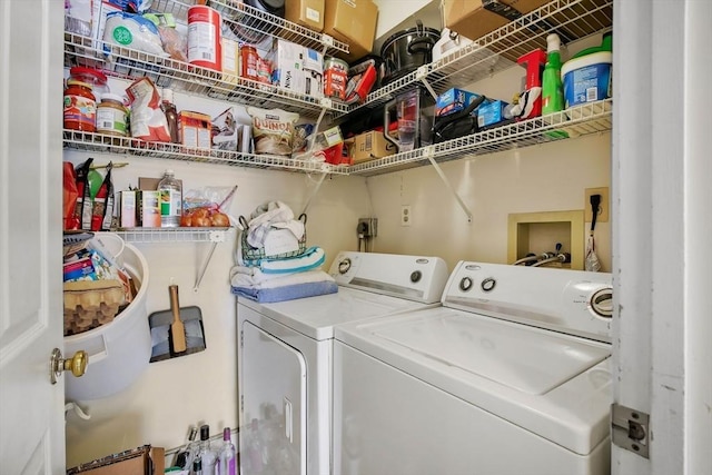 laundry room featuring independent washer and dryer