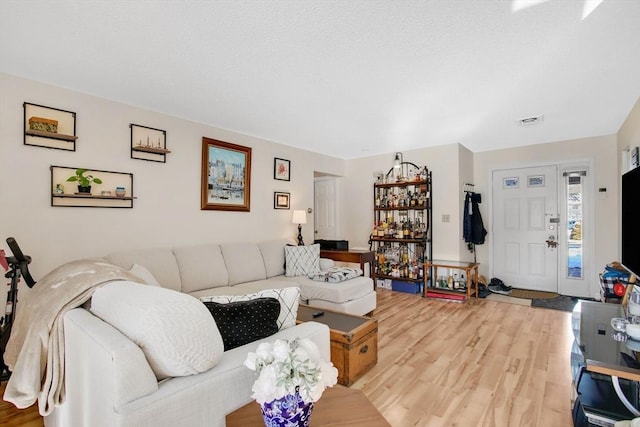 living room with hardwood / wood-style floors