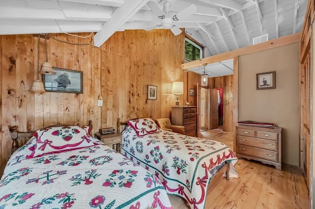 32 Pond Hill Rd, Goshen, MA 01032 - bedroom with wooden walls and hardwood / wood-style floors