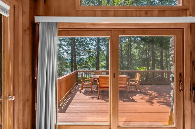 32 Pond Hill Rd, Goshen, MA 01032 - doorway with wood walls and healthy amount of natural light