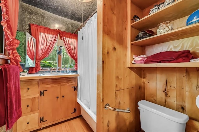 32 Pond Hill Rd, Goshen, MA 01032 - bathroom featuring toilet, wood finished floors, and vanity