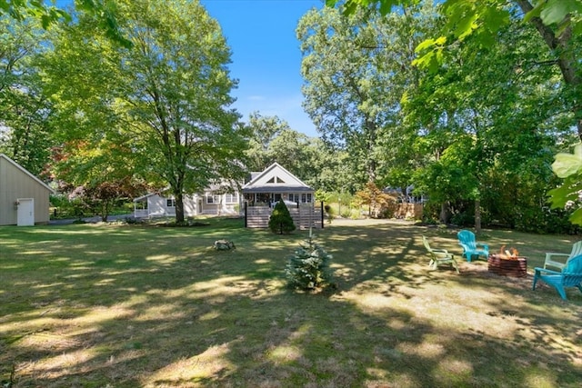 view of yard with a gazebo