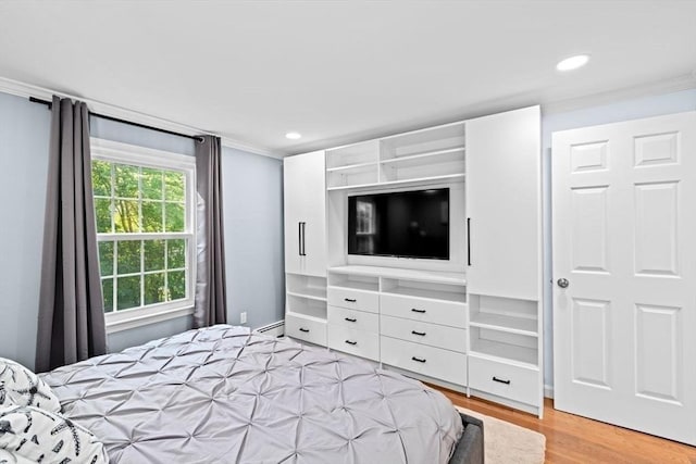 15 Surrey Ln, Sandwich, MA 02563 - bedroom featuring crown molding, wood finished floors, recessed lighting, and a baseboard heating unit