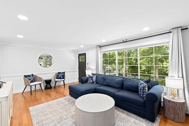 15 Surrey Ln, Sandwich, MA 02563 - living room with recessed lighting, crown molding, and light wood-style floors