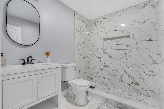 46 Curtis St, Brockton, MA 02301 - bathroom featuring vanity, a marble finish shower, and marble look tile flooring