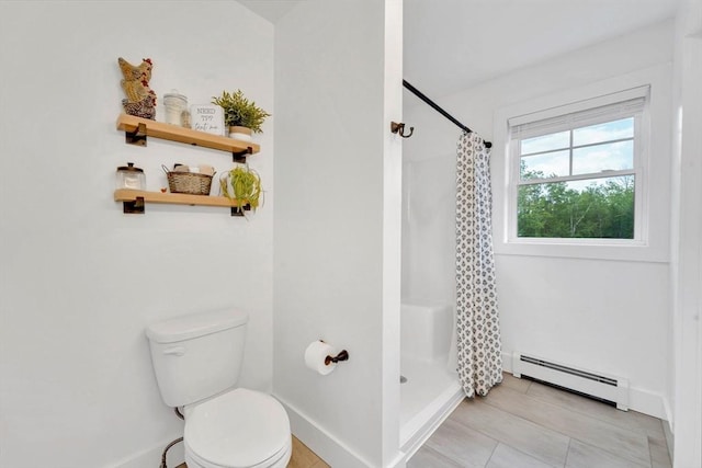 182 Sheldon Rd, Fitchburg, MA 01420 - full bathroom featuring a baseboard heating unit and a stall shower