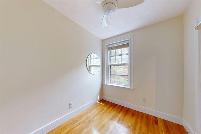11 Irving St Unit 4, Boston, MA 02114 - spare room featuring baseboards, ceiling fan, and light wood-style flooring