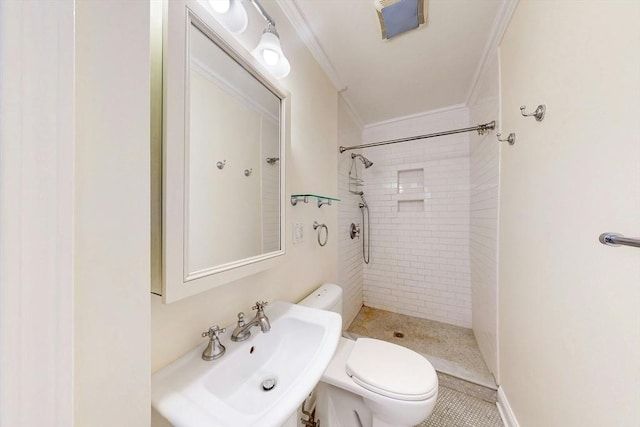 11 Irving St Unit 4, Boston, MA 02114 - full bath with a sink, crown molding, toilet, and a tile shower